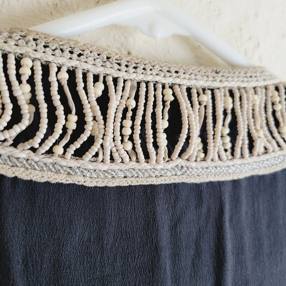 Allsaints Arcadian Black Maxi Dress Beaded Embellished Silk - Picture 9 of 15